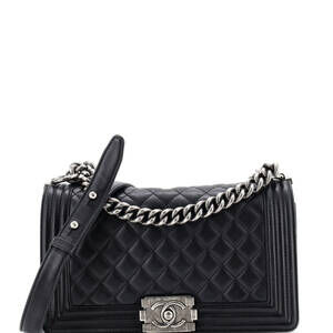 Chanel Old Medium Boy Flap Bag Quilted Lambskin